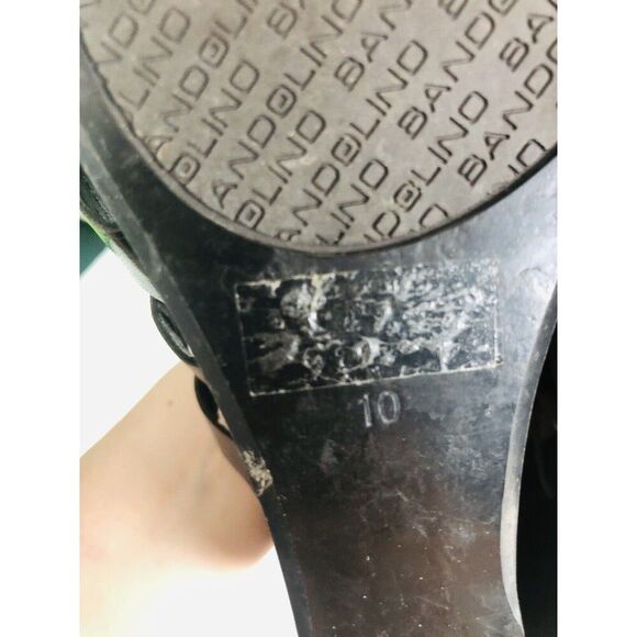 VTG Y2K Bandolino Sandals Size 10 Brown Straps Wedge Slip On Open Toe - Picture 10 of 13